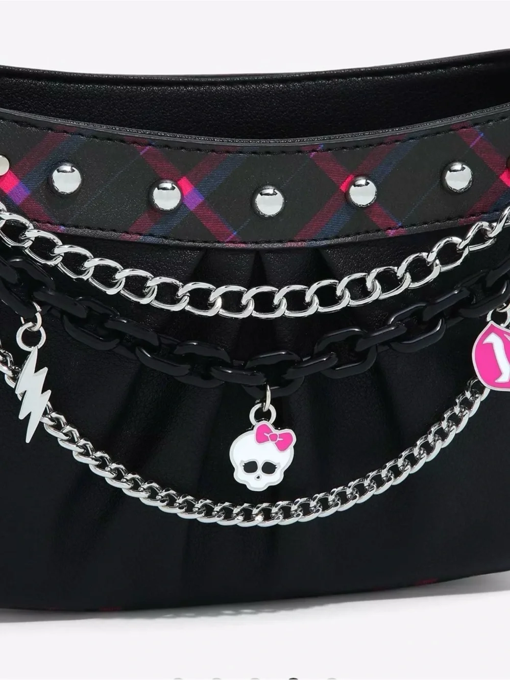 monster high Black and Pink Chain Charm Crossbody Bag